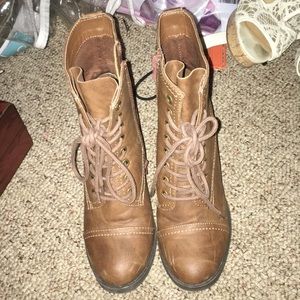 Brown Heeled Combat-like Boots